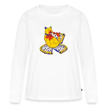 Chat Gourmand - T-shirt manches longues Premium bio Femme - blanc - Devant - Julia (174cm)