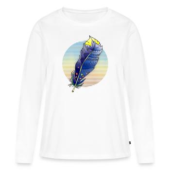 Plume - T-shirt manches longues Premium bio Femme - blanc - Devant - Julia (174cm)
