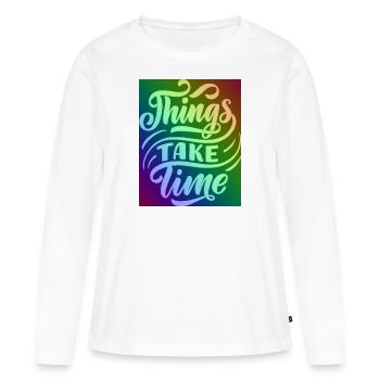 colourful typography - Women's Premium Organic Long Sleeve Shirt - white - Front - Julia (174cm)