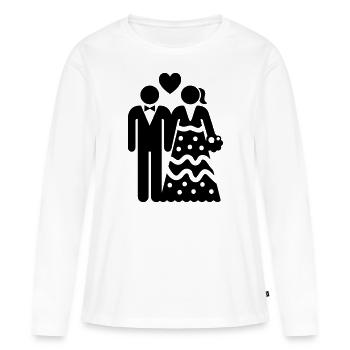 Couple Mariage Mariage Couple - T-shirt manches longues Premium bio Femme - blanc - Devant - Julia (174cm)