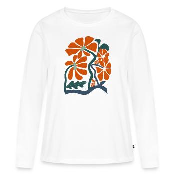 fleurs sauvages Groovy - T-shirt manches longues Premium bio Femme - blanc - Devant - Julia (174cm)
