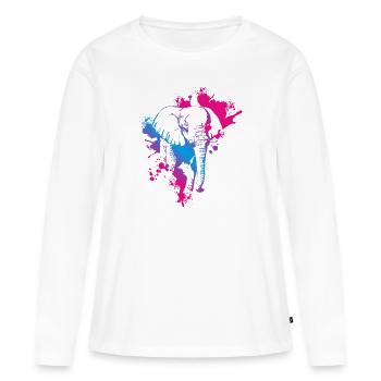 Éléphant - T-shirt manches longues Premium bio Femme - blanc - Devant - Julia (174cm)