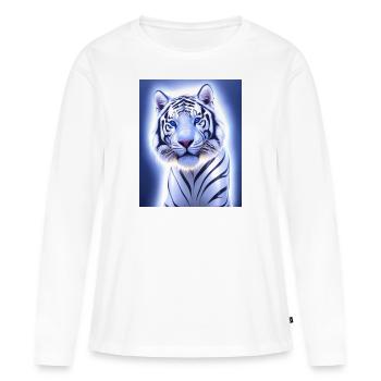 Majestätisches weißes Tigerporträt Tier - Frauen Premium Bio Langarmshirt - Weiß - Vorne - Julia (174cm)