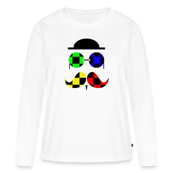 Checkered hipster in black - T-shirt manches longues Premium bio Femme - blanc - Devant - Julia (174cm)