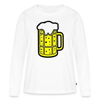 Chope de bière symbole de bière Cheers - T-shirt manches longues Premium bio Femme - blanc - Devant - Julia (174cm)