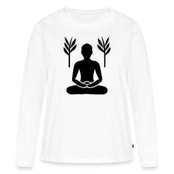 Méditation - T-shirt manches longues Premium bio Femme - blanc - Devant - Julia (174cm)