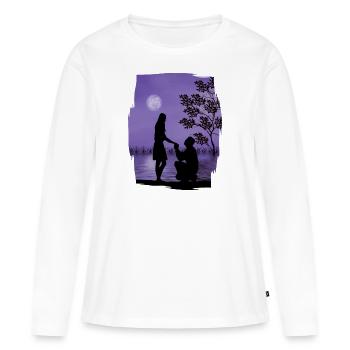 valentine JOUR - T-shirt manches longues Premium bio Femme - blanc - Devant - Julia (174cm)