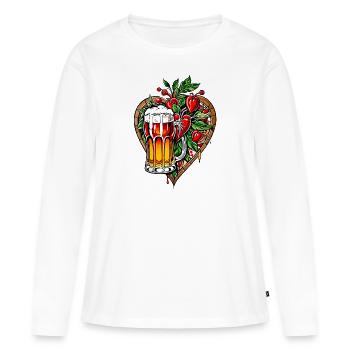 Ich liebe Bier - Frauen Premium Bio Langarmshirt - Weiß - Vorne - Julia (174cm)