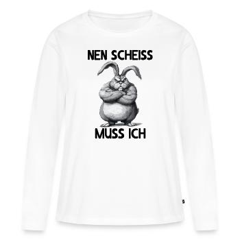Lapin Lapin Je dois baiser - T-shirt manches longues Premium bio Femme - blanc - Devant - Julia (174cm)
