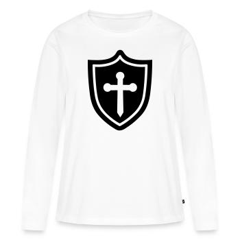 Schild - Frauen Premium Bio Langarmshirt - Weiß - Vorne - Julia (174cm)