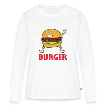 Dabbing dab burger Hamburger cheeseburger snack - Women's Premium Organic Long Sleeve Shirt - white - Front - Julia (174cm)