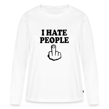 I hate people - Frauen Premium Bio Langarmshirt - Weiß - Vorne - Julia (174cm)