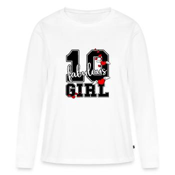 10ème anniversaire fille fille d'anniversaire - T-shirt manches longues Premium bio Femme - blanc - Devant - Julia (174cm)