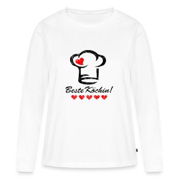 Meilleur chef bonnet coeur fête des mères - T-shirt manches longues Premium bio Femme - blanc - Devant - Julia (174cm)