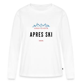 OBERTAUERN Après Ski 100% - Women's Premium Organic Long Sleeve Shirt - white - Front - Julia (174cm)