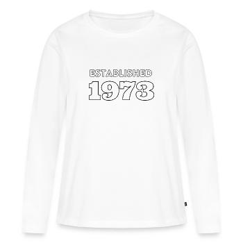 Established 1973 - Feier dein Geburtsjahr - Frauen Premium Bio Langarmshirt - Weiß - Vorne - Julia (174cm)