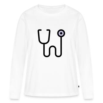 Examen stéthoscopique par le médecin - T-shirt manches longues Premium bio Femme - blanc - Devant - Julia (174cm)