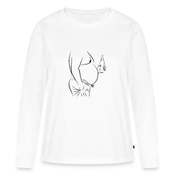 Bierbauch (Geschenkidee) - Frauen Premium Bio Langarmshirt - Weiß - Vorne - Julia (174cm)