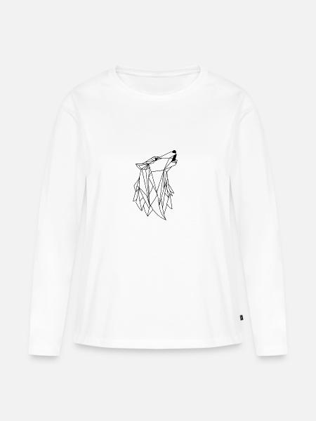 Wolf Origami - Frauen Premium Bio Langarmshirt - Weiß