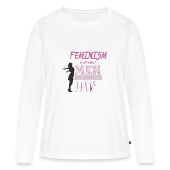 féminisme - T-shirt manches longues Premium bio Femme - blanc - Devant - Julia (174cm)