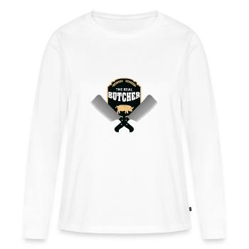 Metzger - Frauen Premium Bio Langarmshirt - Weiß - Vorne - Julia (174cm)