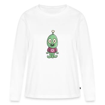 étranger - T-shirt manches longues Premium bio Femme - blanc - Devant - Julia (174cm)