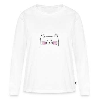 Chat chaton chaton - T-shirt manches longues Premium bio Femme - blanc - Devant - Julia (174cm)