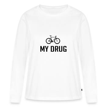 Vélo disant - T-shirt manches longues Premium bio Femme - blanc - Devant - Julia (174cm)