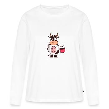 Vaches vache - T-shirt manches longues Premium bio Femme - blanc - Devant - Julia (174cm)