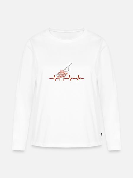 Heartbeat Spaghetti Heart Rate - Frauen Premium Bio Langarmshirt - Weiß