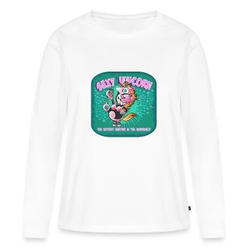 Licorne sexy, licorne nette en lingerie - T-shirt manches longues Premium bio Femme - blanc - Devant - Julia (174cm)