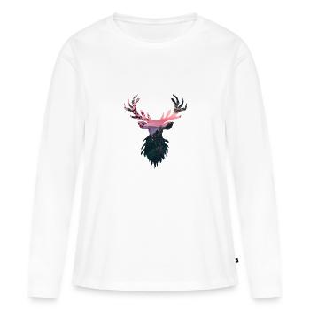 Cerf de cerf - T-shirt manches longues Premium bio Femme - blanc - Devant - Julia (174cm)