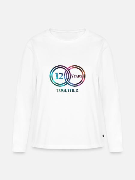 12 Years together - Frauen Premium Bio Langarmshirt - Weiß