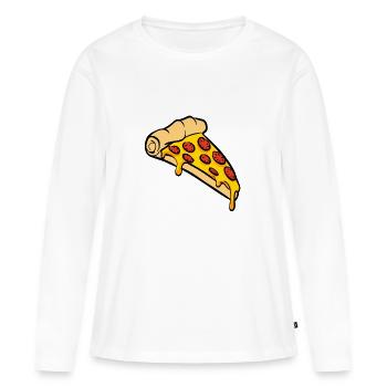 Cadeau de tranche de pizza - T-shirt manches longues Premium bio Femme - blanc - Devant - Julia (174cm)