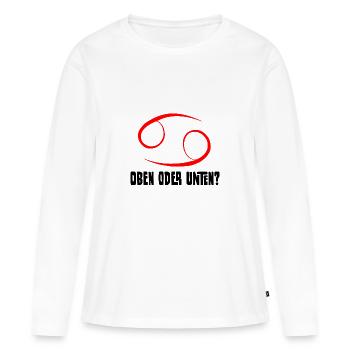 69 Sexe Sexe Position Ci-dessus Ci-dessous Disant drôle - T-shirt manches longues Premium bio Femme - blanc - Devant - Julia (174cm)