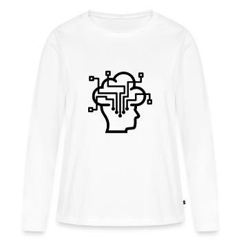 Datenschutz Cloud Vernetzt Denken - Frauen Premium Bio Langarmshirt - Weiß - Vorne - Julia (174cm)