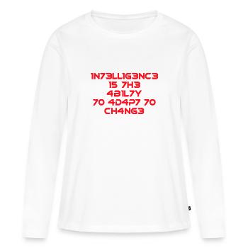 L’intelligence est la compétence Cool Dire Math - T-shirt manches longues Premium bio Femme - blanc - Devant - Julia (174cm)