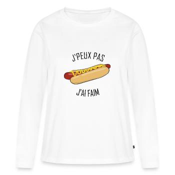 J'peux pas j'ai Faim - T-shirt manches longues Premium bio Femme - blanc - Devant - Julia (174cm)