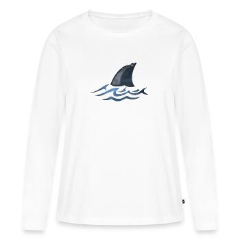 Shark Hai Haifisch Flosse - Frauen Premium Bio Langarmshirt - Weiß - Vorne - Julia (174cm)