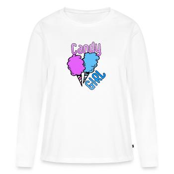 Candy Girl Cotton Candy - T-shirt manches longues Premium bio Femme - blanc - Devant - Julia (174cm)