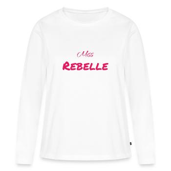 Miss rebelle - T-shirt manches longues Premium bio Femme - blanc - Devant - Julia (174cm)
