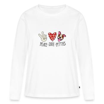 Peace Dear Pitbulls - Maître propriétaire de chien - T-shirt manches longues Premium bio Femme - blanc - Devant - Julia (174cm)