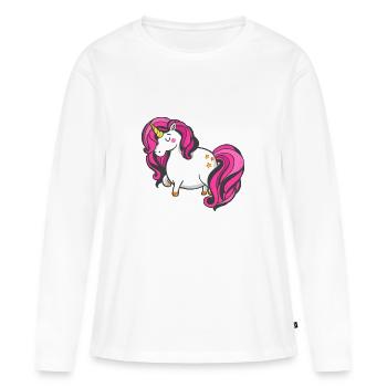 Unicorn Licorne Fille de Fille Paillettes - T-shirt manches longues Premium bio Femme - blanc - Devant - Julia (174cm)
