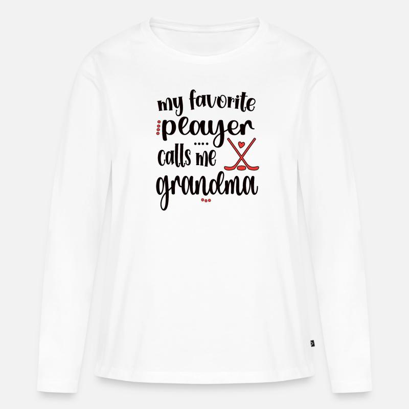 Eishockey-Großmutter Eines Eishockeyspielers - Frauen Premium Bio Langarmshirt - Weiß