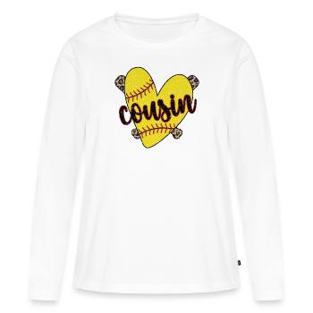 Fier cousin de softball d’un joueur de softball - T-shirt manches longues Premium bio Femme - blanc - Devant - Julia (174cm)
