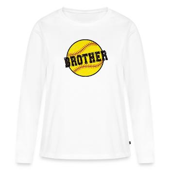 Frère de softball d’un frère joueur de softball - T-shirt manches longues Premium bio Femme - blanc - Devant - Julia (174cm)