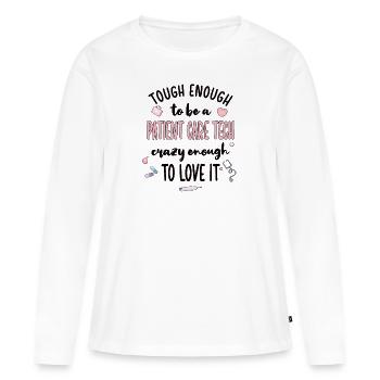 Technicien en soins aux patients Soins aux patients PCT - T-shirt manches longues Premium bio Femme - blanc - Devant - Julia (174cm)