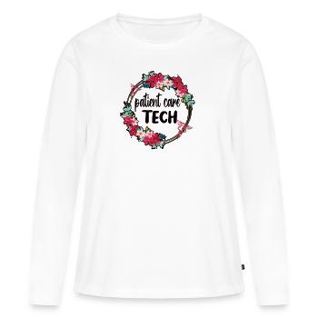 Technicien en soins aux patients Soins aux patients PCT - T-shirt manches longues Premium bio Femme - blanc - Devant - Julia (174cm)