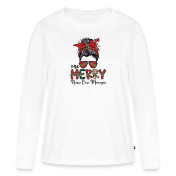 Infirmière gestionnaire de cas Noël Infirmière gestionnaire de cas Noël - T-shirt manches longues Premium bio Femme - blanc - Devant - Julia (174cm)