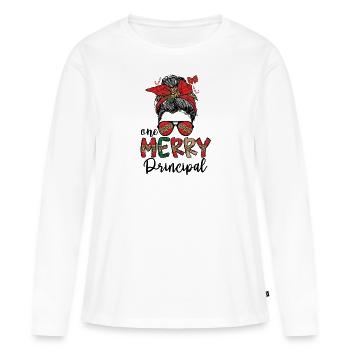 Directeur d’école Noël Équipe principale de Noël - T-shirt manches longues Premium bio Femme - blanc - Devant - Julia (174cm)